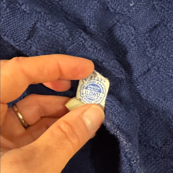 Vintage 1960s The Wooden Indian Navy Sweater Coat Large Union Retro Mod Cardigan - Picture 15 of 16